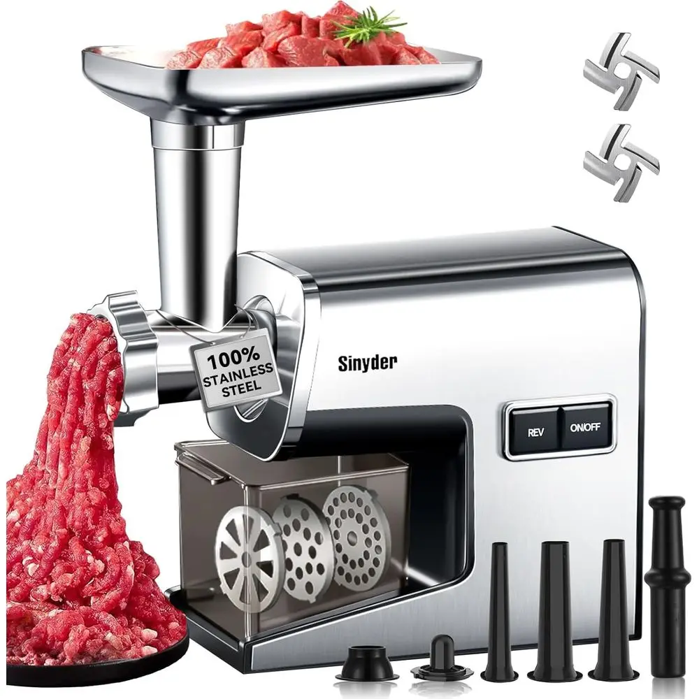 

Electric Meat Grinder,3000 Max 304 StainlSteel Meat Mincer Accories with 2 Blades,3 Grinding Plates,3 Sausage Stuer Tubes & Kubb