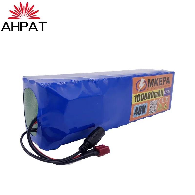 AHPAT النقل الجوي AHPAT New48V100Ah 1000 واط 13S3P 48 فولت بطارية ليثيوم أيون 100000 مللي أمبير ل 54.6 فولت مع BMS + شاحن