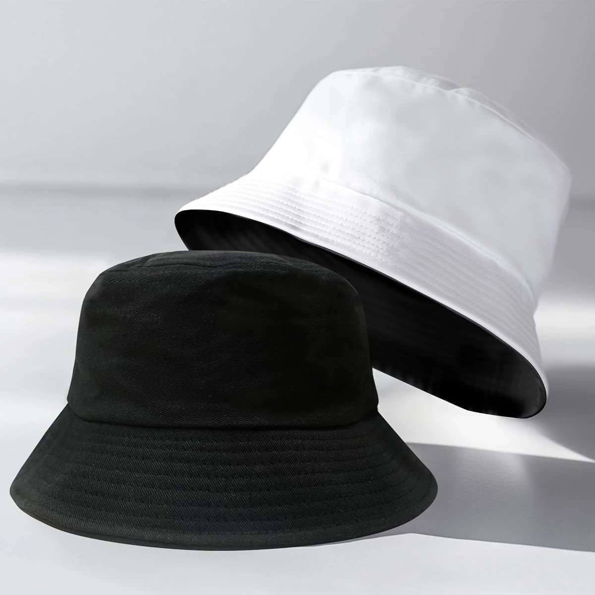 Summer Foldable Bucket Hat Unisex Women Outdoor Sunscreen Hat Pure Color Fishing Hunting Cap Beach Cap Double-sided Basin Hat