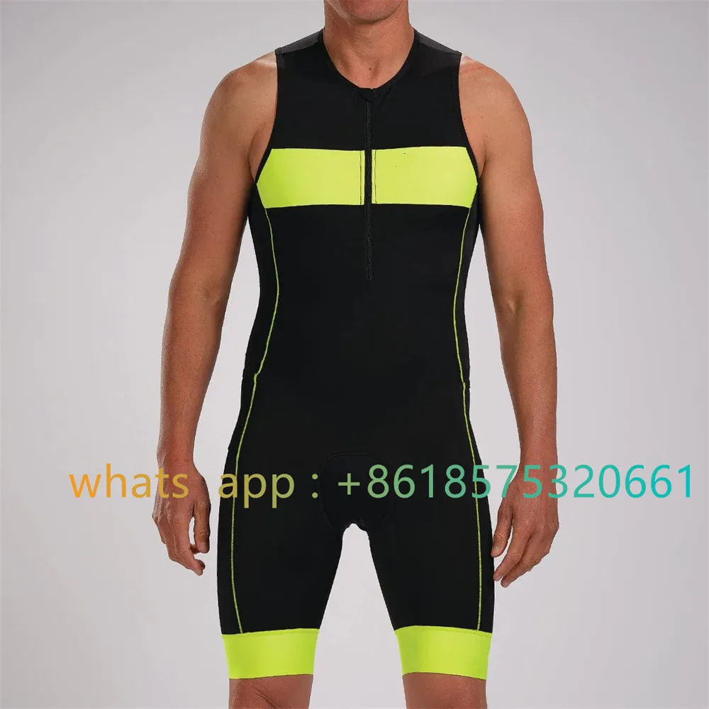 

Zootekoi Men Tri Racesuit Triathlo Skinsuit Mtb Bike Sleeveless Cycling Jumpsuit Maillot Ciclismo Outdoor Swimming Run Clothing