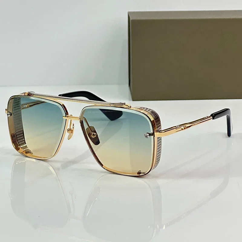 

MACH SIX квадратные солнцезащитные очки с двойной перемычкой из сплава, градиентные высококачественные брендовые дизайнерские очки ручной работы UV400, классические уличные очки