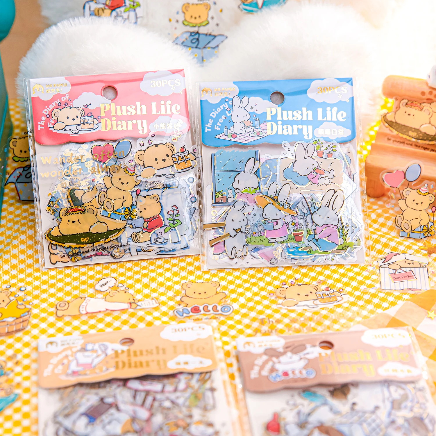 30 hojas de pegatinas de animales Kawaii bonitas para álbum de recortes, diario, bricolaje, decoración de cuaderno para teléfono, portátil, etiquetas adhesivas de vinilo impermeables