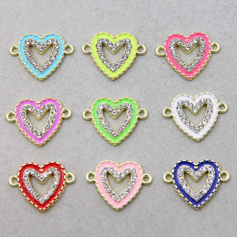 6pcs 10 Colors Charms Heart Link Connector 16*21mm Color DIY Bracelet Necklace Making DIY Handmade Jewelry