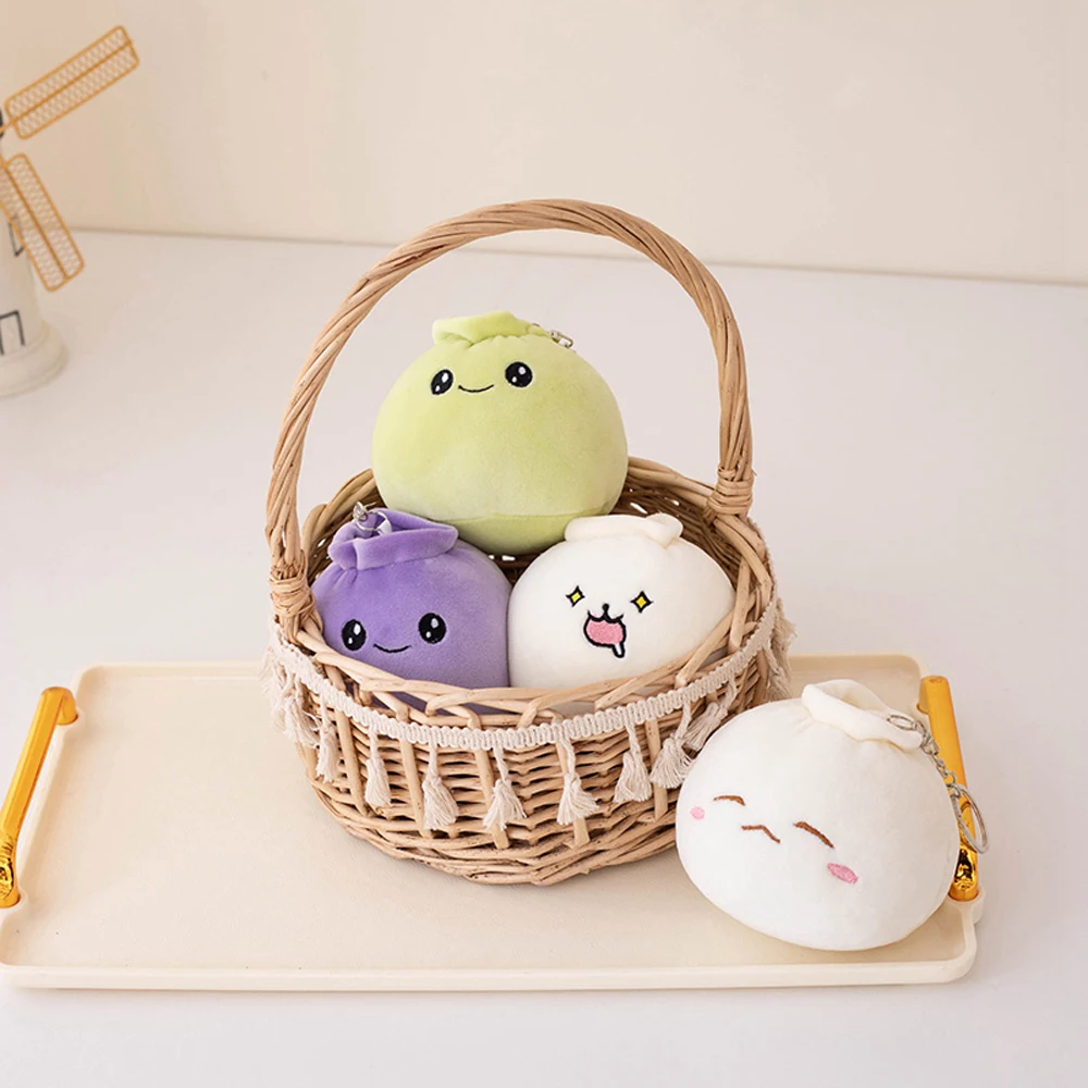 Cute Plush Steamed Stuffed Bun Cartoon Lifelike Emotional Bao Zi Plush Chinese Food Pillow Cushion Kids Toys