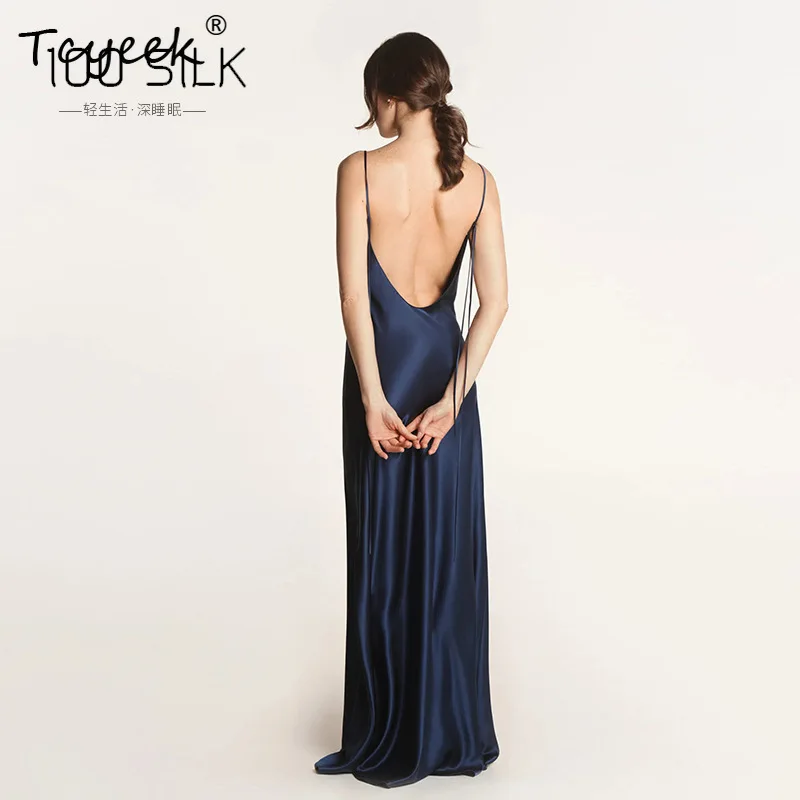 

Tcyeek, 19MM 100%Real Silk Elegant Nightgown, Women Spaghetti Strap Solid, French OL Pajama Dress, 2024 Summer Autumn P47719QM