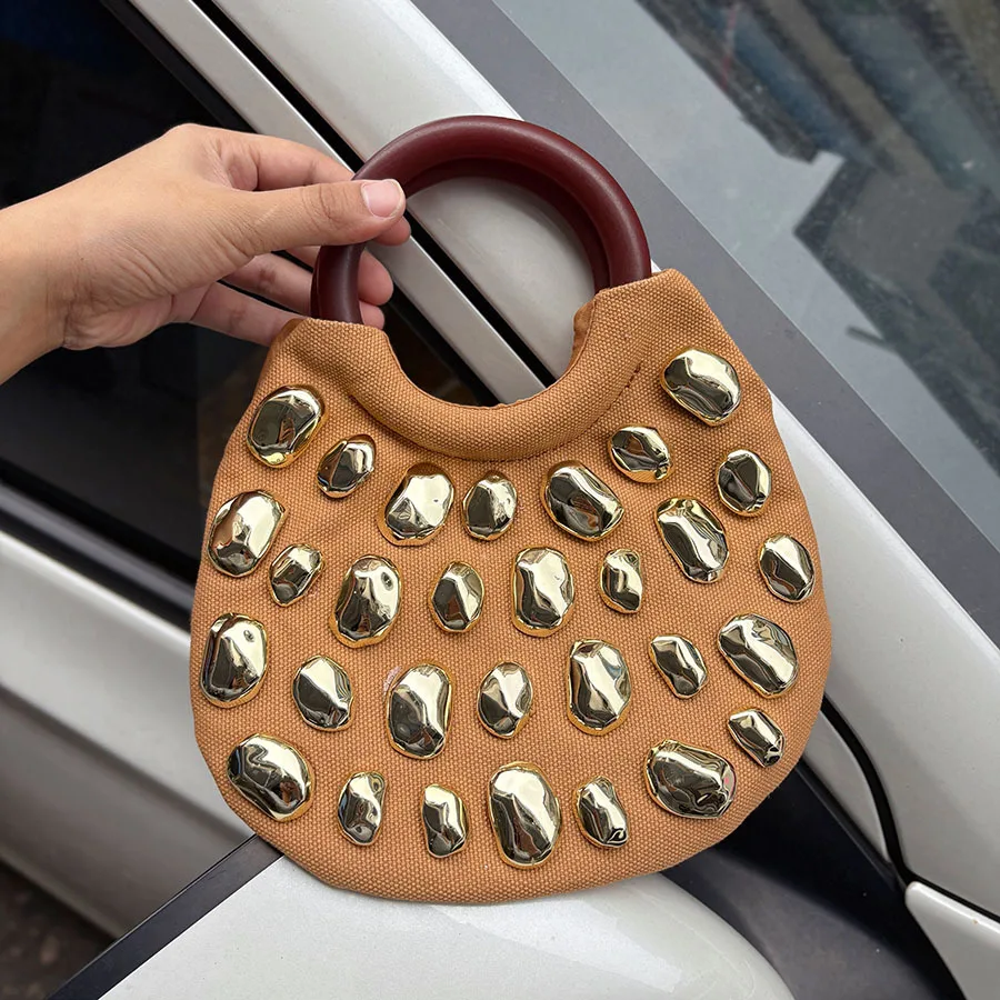 Neue hochwertige Schildpatt-Nieten-Modehandtasche, trendige coole Bucket-Bag, Locomotive Damenhandtasche – Detail 16