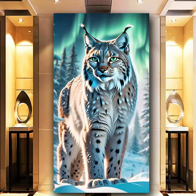 Kits de pintura de diamantes para adultos, tigre de nieve de fantasía misteriosa, kits de arte de diamantes de taladro completo, pintura DIY 5D con manualidades de diamantes