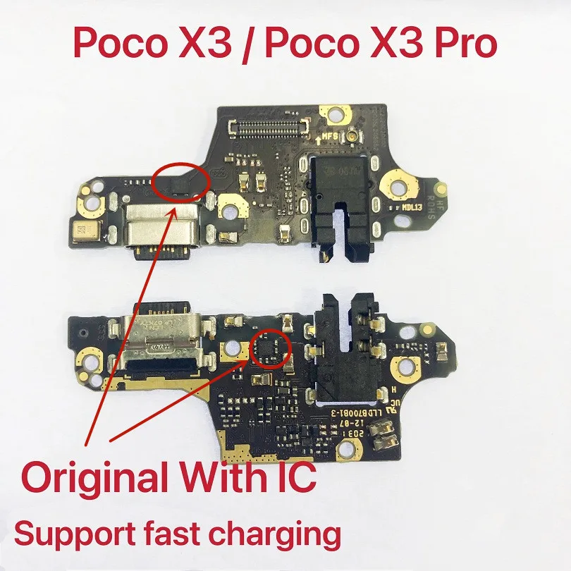 USB Charger Dock Connector Charging Port Board Microphone Flex Cable For Xiaomi POCO X3 NFC Global Version  Poco X3 Pro