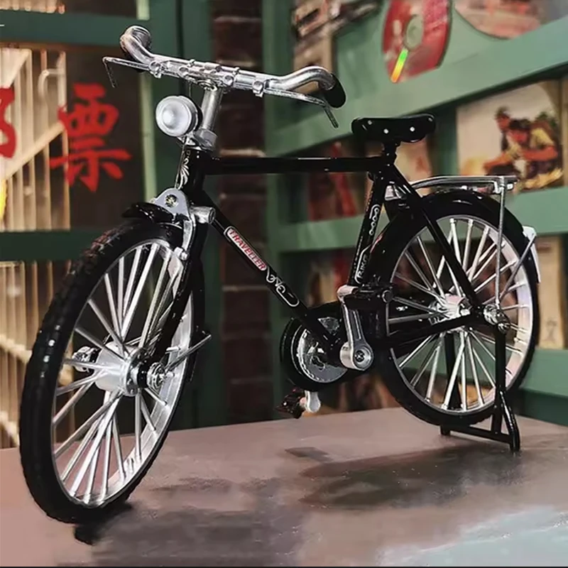 Notícias 1/10 modelo liga retro bicicleta diecast decoração modelo de metal brinquedo preto simulação coleção presente menino brinquedos