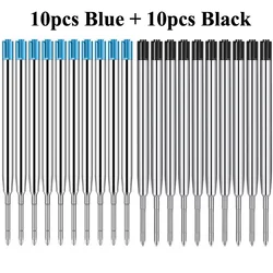 20/10 pces 0.7mm rolo caneta esferográfica reenchimento médio nib azul preto cor tinta bola canetas reenchimento para escritório escola escrever artigos de papelaria