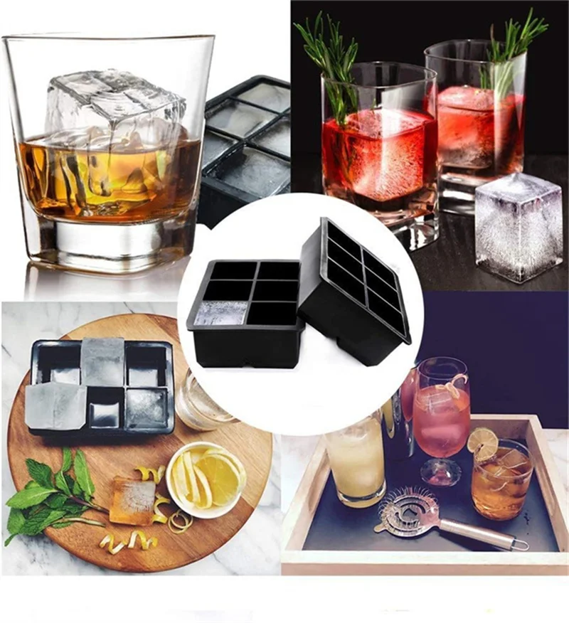 Grid Big Ice Food Mold Giant Jumbo Large Food Grade Silicone Ice Cube Square Tray Mold DIY Ice Maker Ice Cube Tray