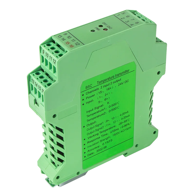 

0-1300℃ K thermocouple Temperature Transmitter 4-20mA 0-10V RS485 1 In 1 Out 1 In 2 Out Temperature Signal Converter
