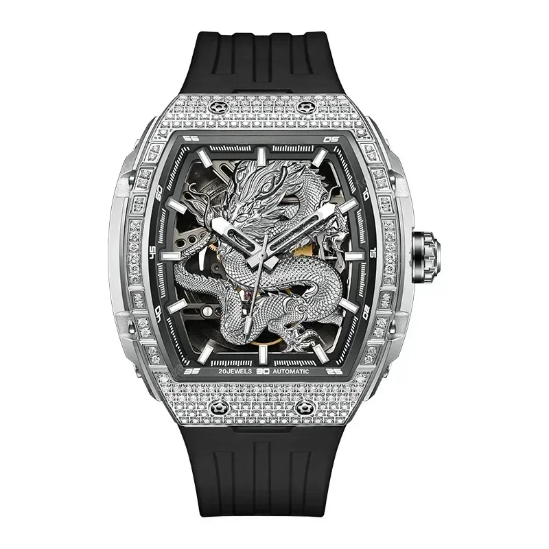 

BONEST GATTI watch men's personalized dragon watch relief inlaid diamond temperament fashion mechanical watch