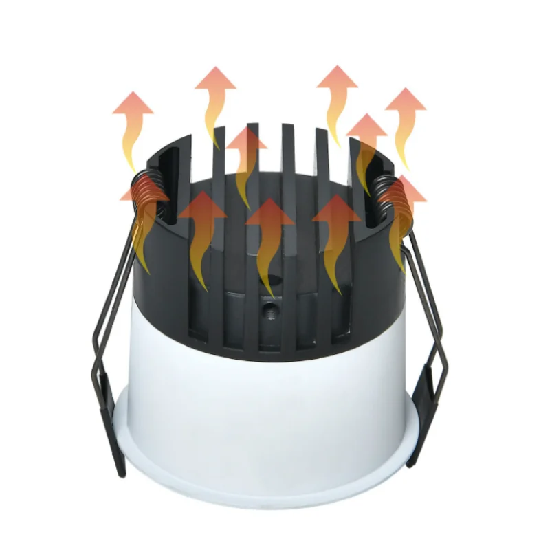 أضواء كاشفة ذات سطح منحني ذات حافة ضيقة للغاية مع فتحات صغيرة عميقة مضادة للوهج، ومصابيح جبس مدمجة بدون إطار بدون حدود