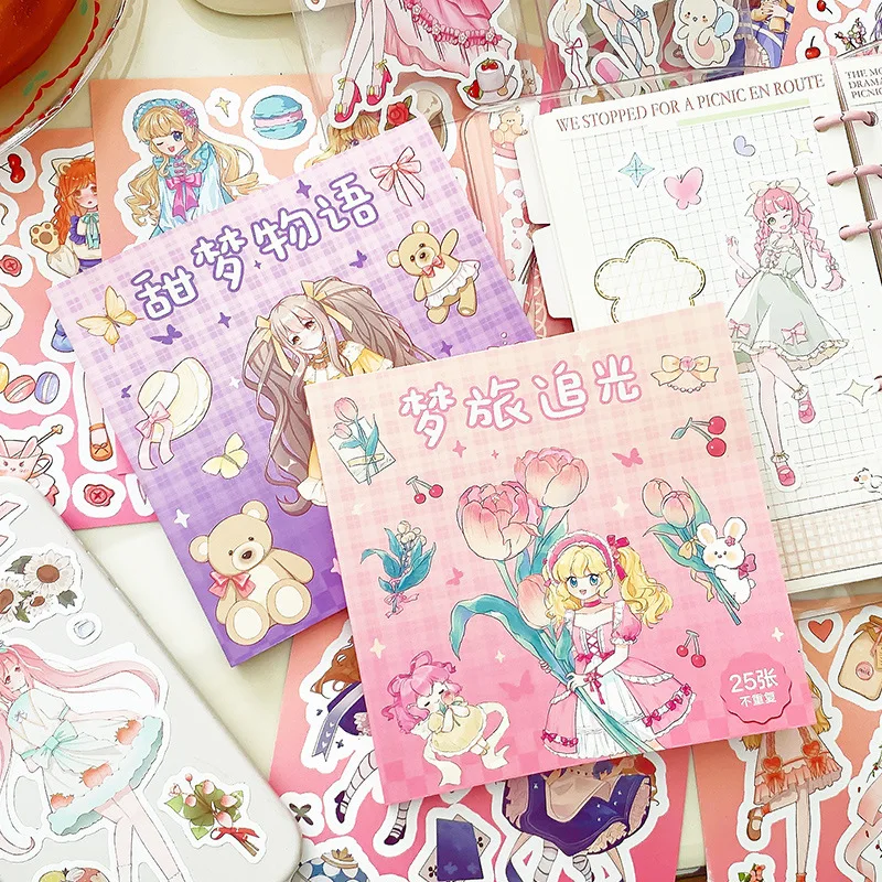 25 pcs cartoon sweet cute DOMI Girl Pretty Girl The Sticker book decoration paper small life gifts