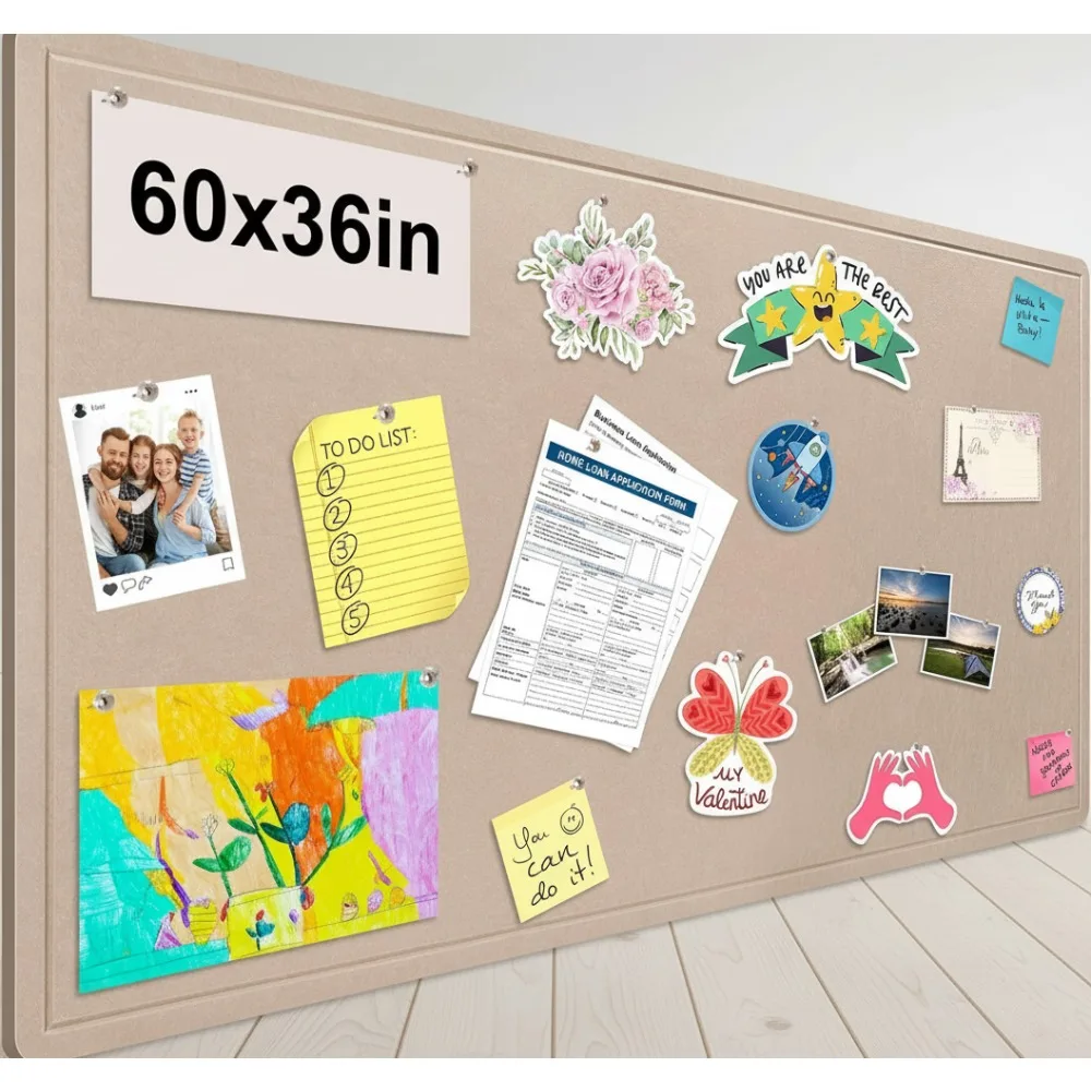 Складная большая фетровая доска объявлений 60x36 дюймов, самоклеящаяся доска объявлений с кнопками для декора домашнего офиса