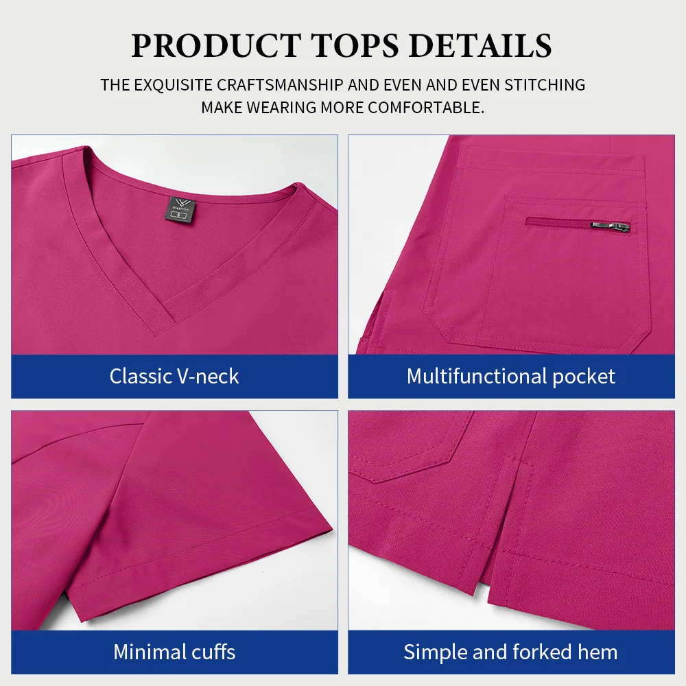 Niaahinn Pet Grooming Care Workwear Nurse Medical Uniform Scrubs Set Operating Room Surgical Clothes Short Sleeve Tops Pants Set