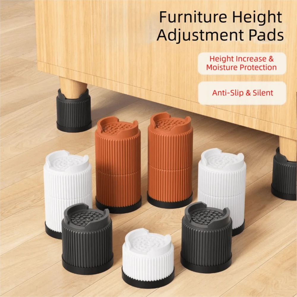 Professional Heavy-Duty Furniture Foot Pad Round Non-slip Bed Lifts Risers Adjustable Silicone Bed Lifter Desk Sofa Chair Legs