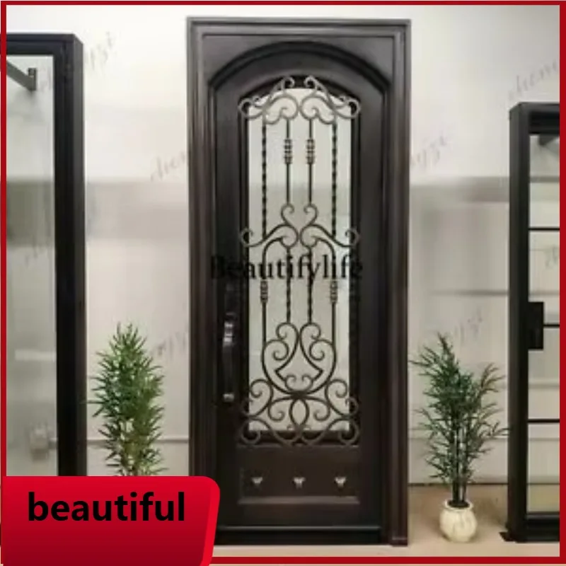 F181 Customization Customizable Modern Wrought Iron Doors For Entry Including Standard And Custom Models With Arch Design