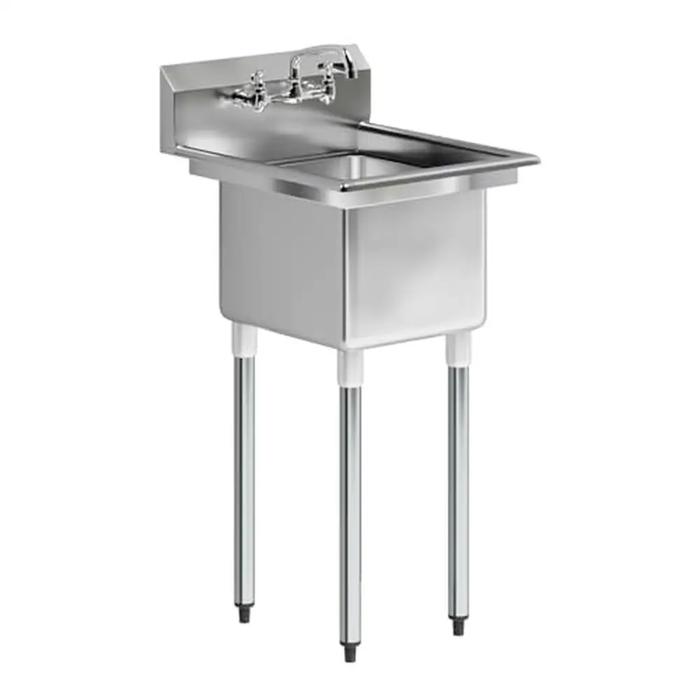 Commercial Stainless Steel 1 Compartment Restaurant Kitchen Sink NSF Certified Heavy Duty Utility Prep with 10