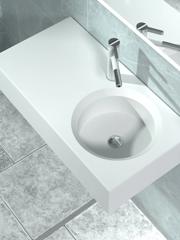 Washbasin Wall-Mounted Artificial Stone round Sink Wall-Mounted Wash Basin Integrated