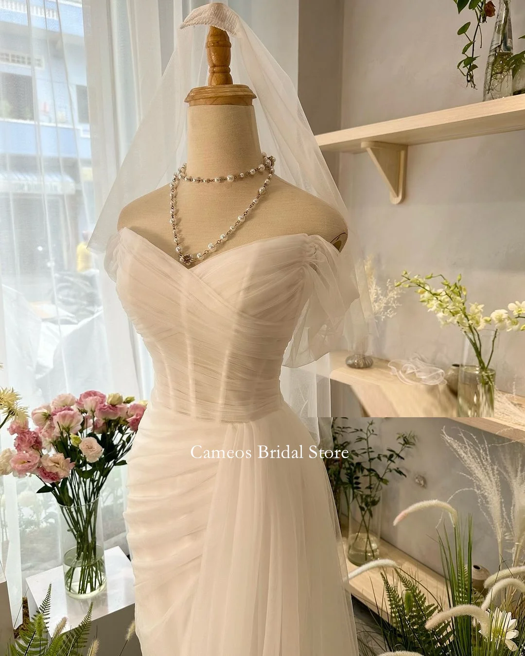 SONDR Korea Mermaid Wedding Dress Customized Tulle Classic Bride Dresse Off Shoulder Lace-up Back  웨딩드레스  Wedding Gown Bridal