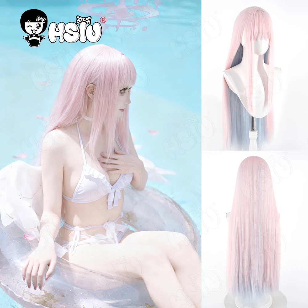 

Misono Mika Косплей Парик Волокно синтетический парик「HSIU」90 СМ Светло-розовый Смешанный синий длинный парик + шапочка для парика Игра Синий Архив Косплей Парик