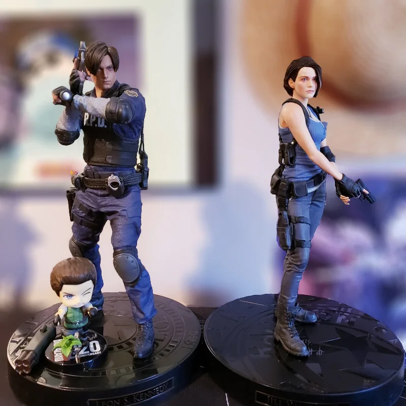 

Resident Evil Biohazard Role JILL VALENTINE Leon Scott Kennedy Statue Action Figure Game Peripherals 30cm Toys