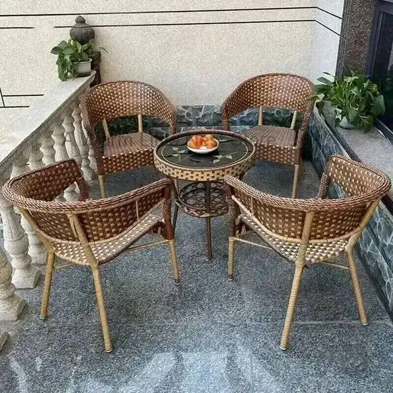 

Balcony Outdoor Garden Furniture Sets Tea Table and Chair PE Rattan Chair Three-piece Set Courtyard Leisure Outdoor Furniture C