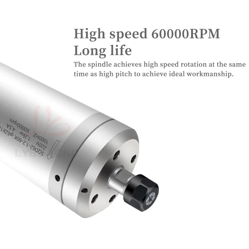 LY 220V Mould Spindle Sets 1.2KW Water-Cooled 62 Diameter ER11 High-Speed High Quality for Wood Engraving Machine Use