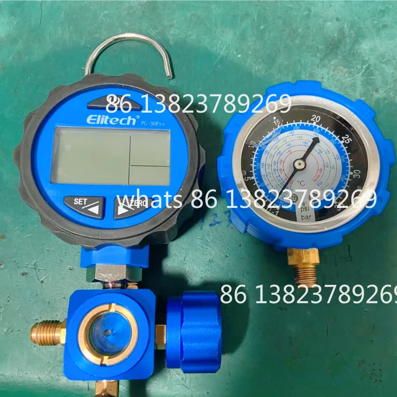 PG-30 Pro Red Blue Digital high low Pressure Gauges for HVAC 87+  kinds Refrigerants Backlight Plastic 0.001MPa