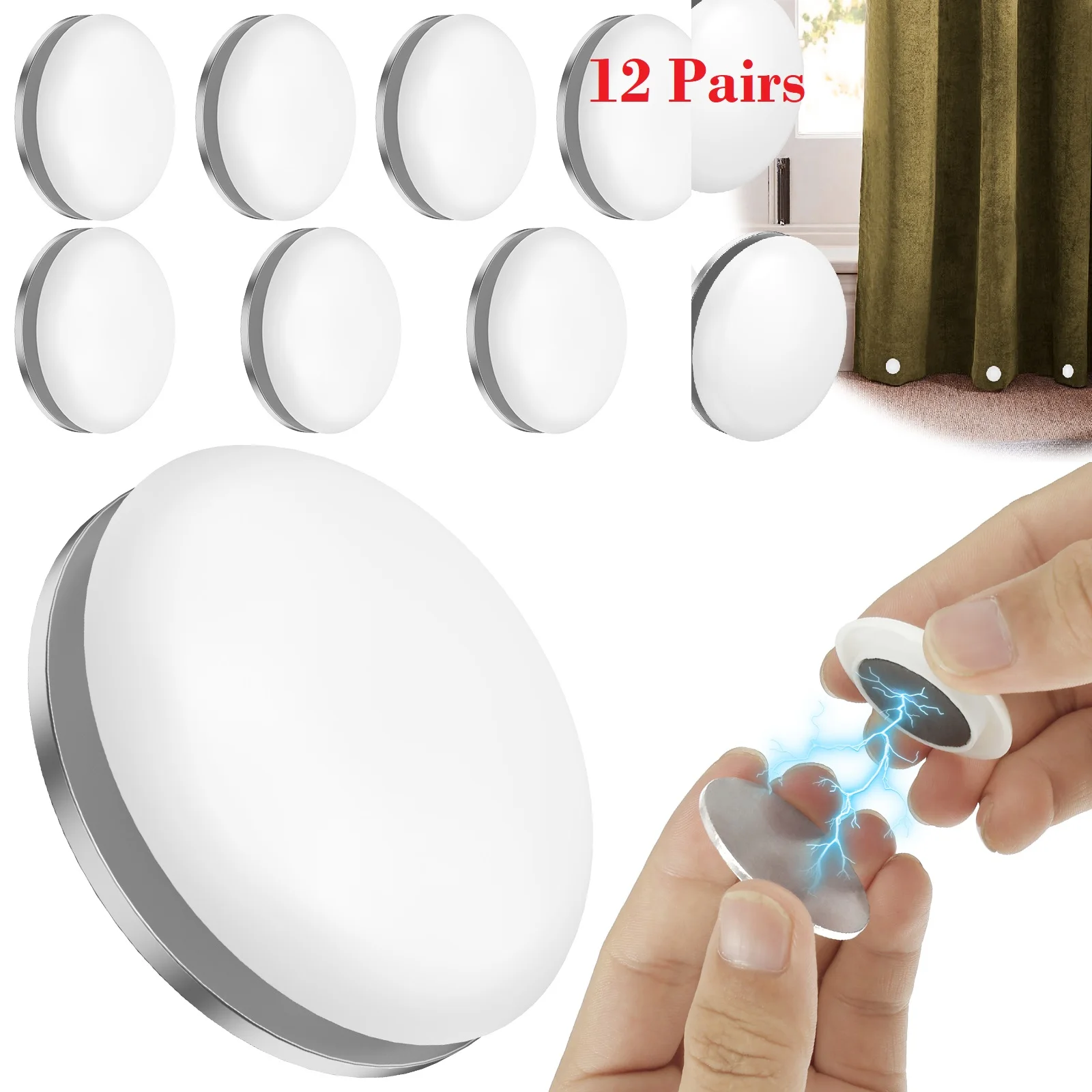 12 Paar magnetische Duschvorhanggewichte, nagelfrei, abnehmbare Schnalle, wasserdicht, wiederverwendbar, Vorhangfixierung, Verschluss, magnetischer Knopf