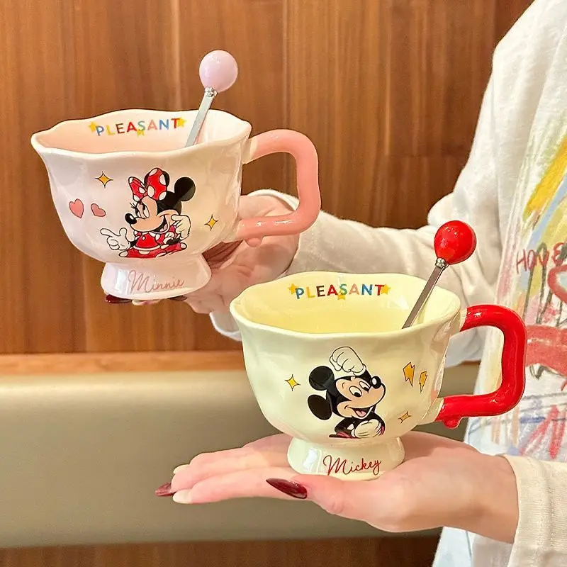 Taza de pareja de margaritas y Pato Donald de Disney, taza de agua de cerámica con bonitos dibujos, taza de agua para el Día de los niños, taza de café para oficina