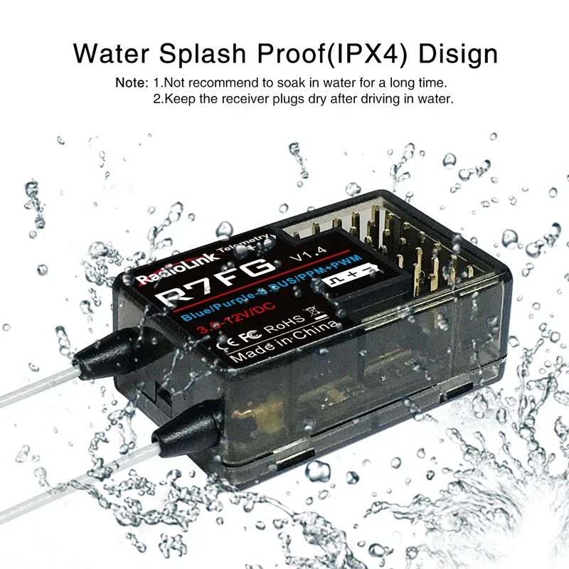 

1/2/3PCS RadioLink R7FG 7CH 2.4G Receiver 7 Channle 2.4GHz RX Built-in Gyro For RC Car Crawler Boat RC4GS RC6GS Transmitter