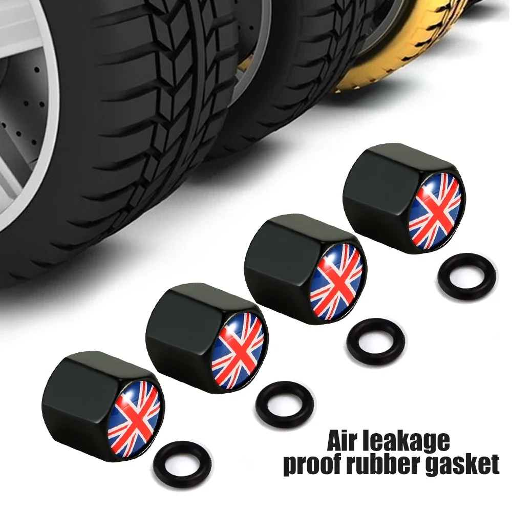 4Pcs/Set Car Styling Union Jack Flag Style Zinc Alloy Car Tire Wheel Valve Stem Air Caps for Universal SUV Bike Truck Motorcycle