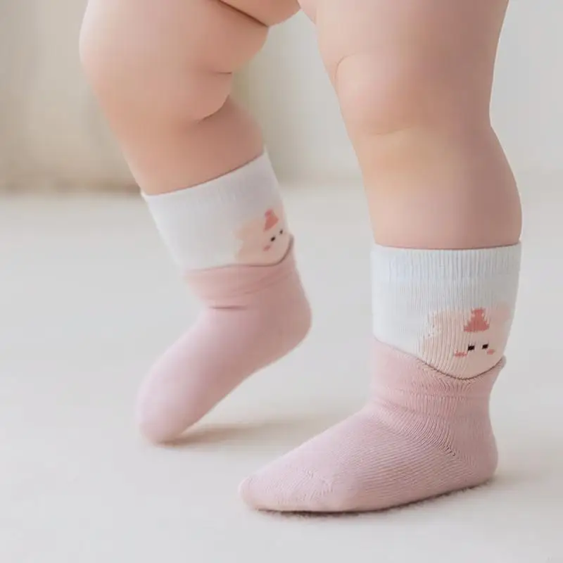 1 Pair Ankle Coverage Socks for Baby 0-5Y, Soft Fabric Cartoon Socks for Home Wear, Outings, and Daily Use A2UB
