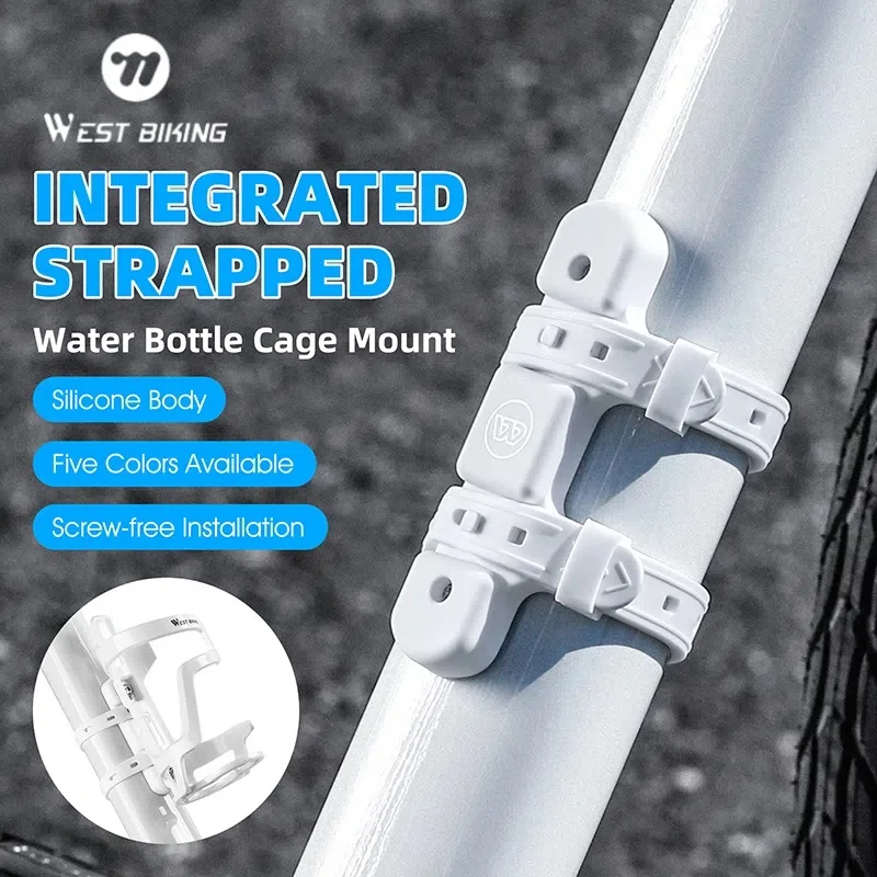

WEST BIKING Bicycle Water Bottle Holder Installation Base Silicone Bottle Cage Set MTB Road Bike Bottle Stand Bike Accessories