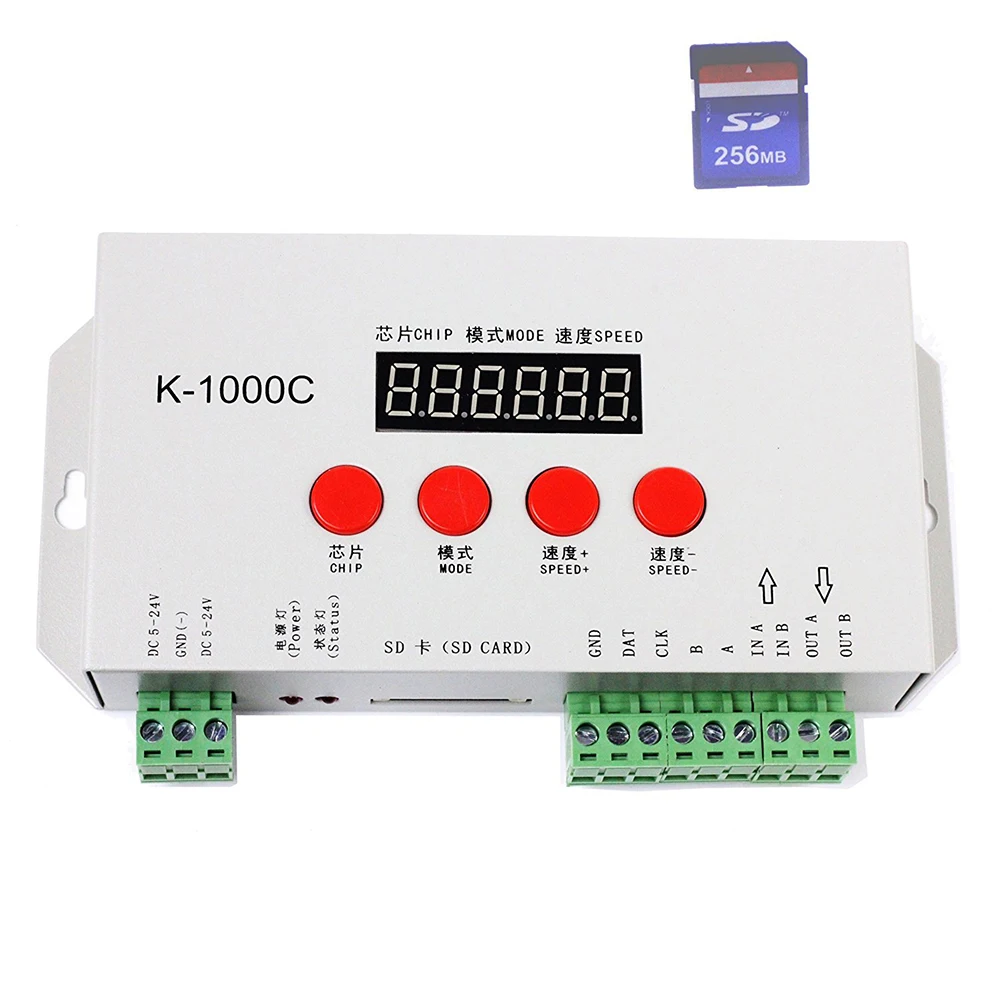 K-1000C (T-1000S zaktualizowany) kontroler K1000C WS2812B WS2813 LED 2048 pikseli DC5-24V programu