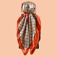 1PC Women's Summer Beach Accessory Fashion Satin Square Scarf 90*90inch Multi-use Headscarf Party Use Versatile Hair Towel 3