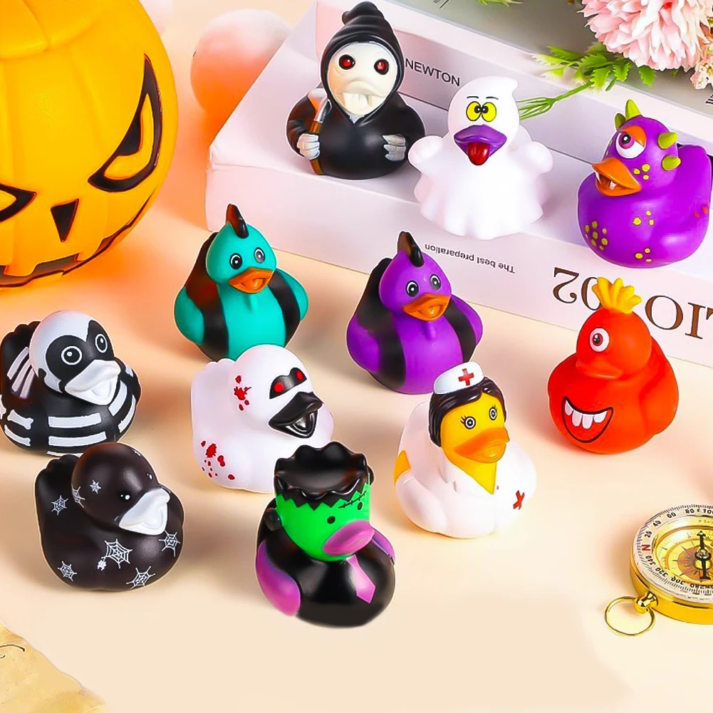 1/8PCS Halloween Gift Rubber Duck Party Favors Squeaky Water Playing Toy Desktop Decoration Halloween Happy Party Supplies