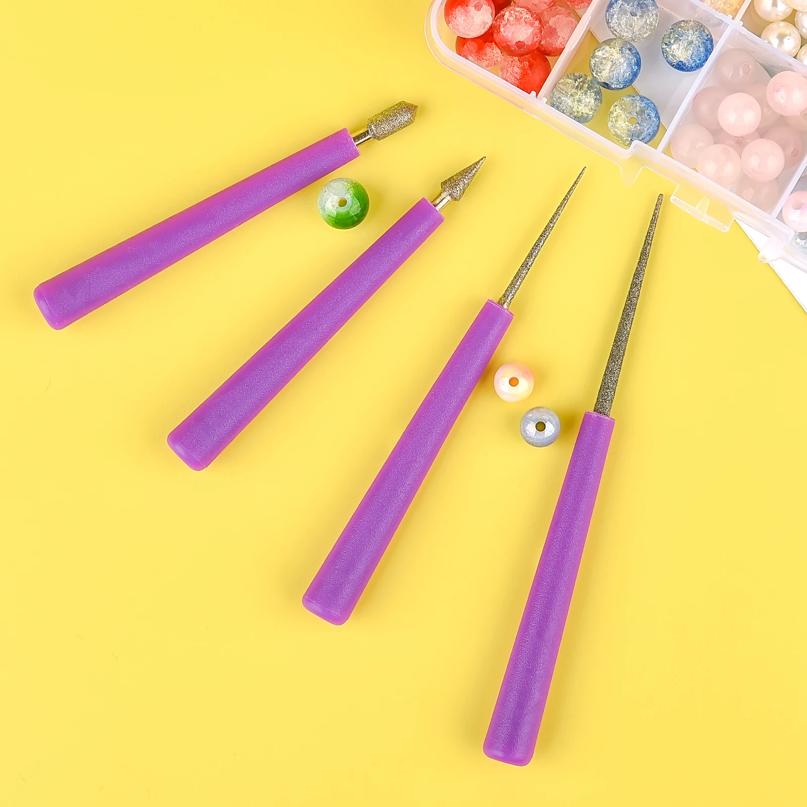 1/4pcs Hole Enlarger Tools Beads Reamer Diamond Expanding Needle Tipped Reaming File Reamer Polishing Sets Beading Jewelry Tools