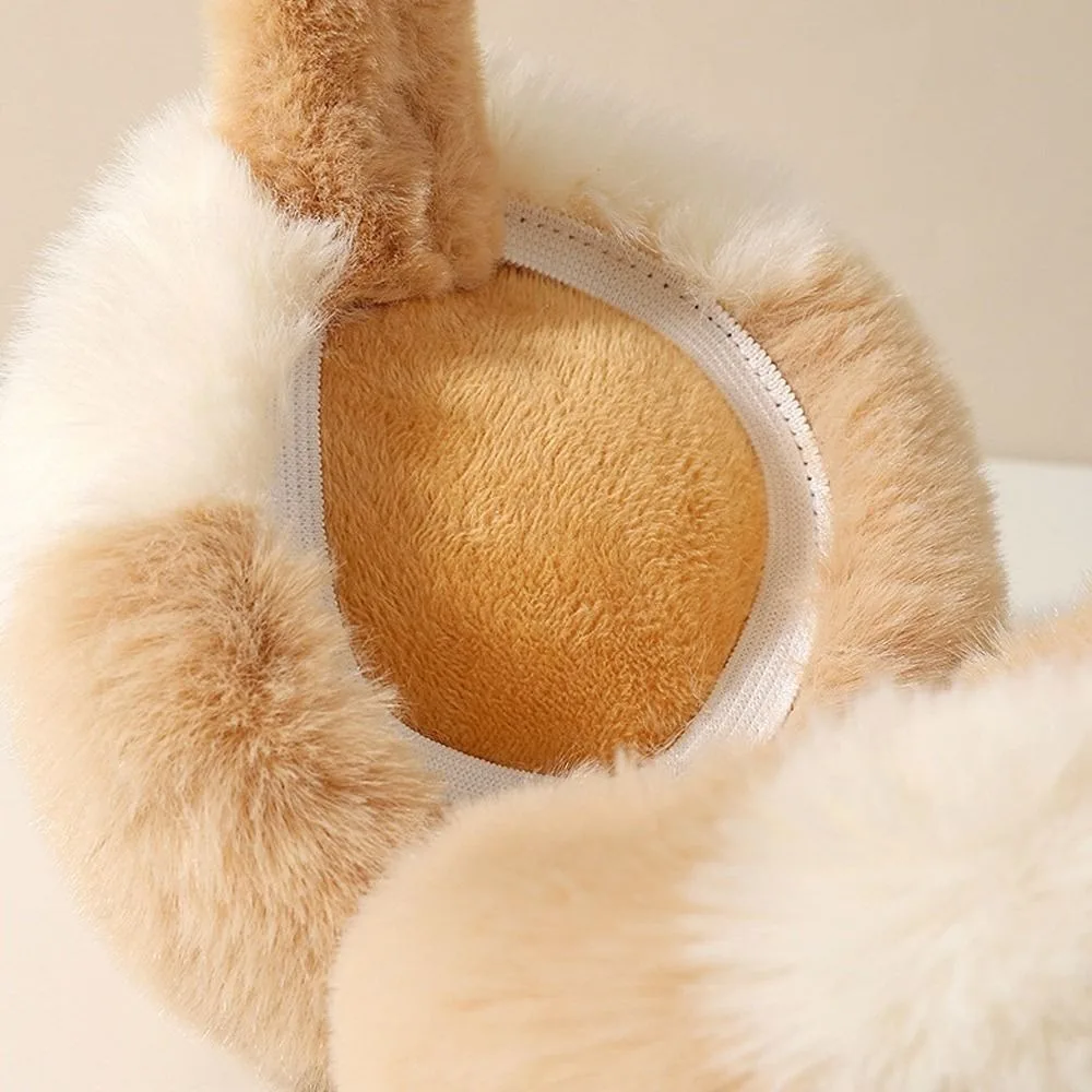 Moda pele do falso orelha muffs cor doce engrossar dobrável earflap macio pelúcia mais quente earmuffs outono inverno acessórios de vestuário