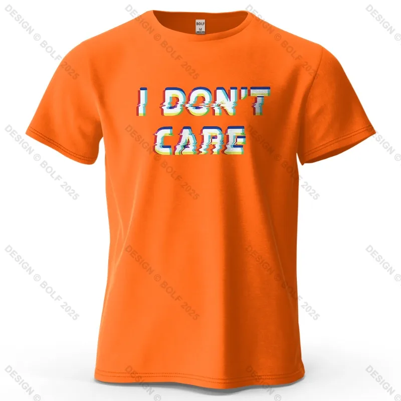 I Dont Care Letter Printed Casual Short Sleeved Summer New Personalized Men's and Women's Soft and Skin Friendly T-shirt
