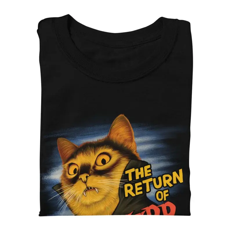 Halloween Cat Tshirt for Men Short Sleeves Casual T Shirt Fashion The Return Of Vampurr Monster T-shirts Cotton Vampire Tee Tops