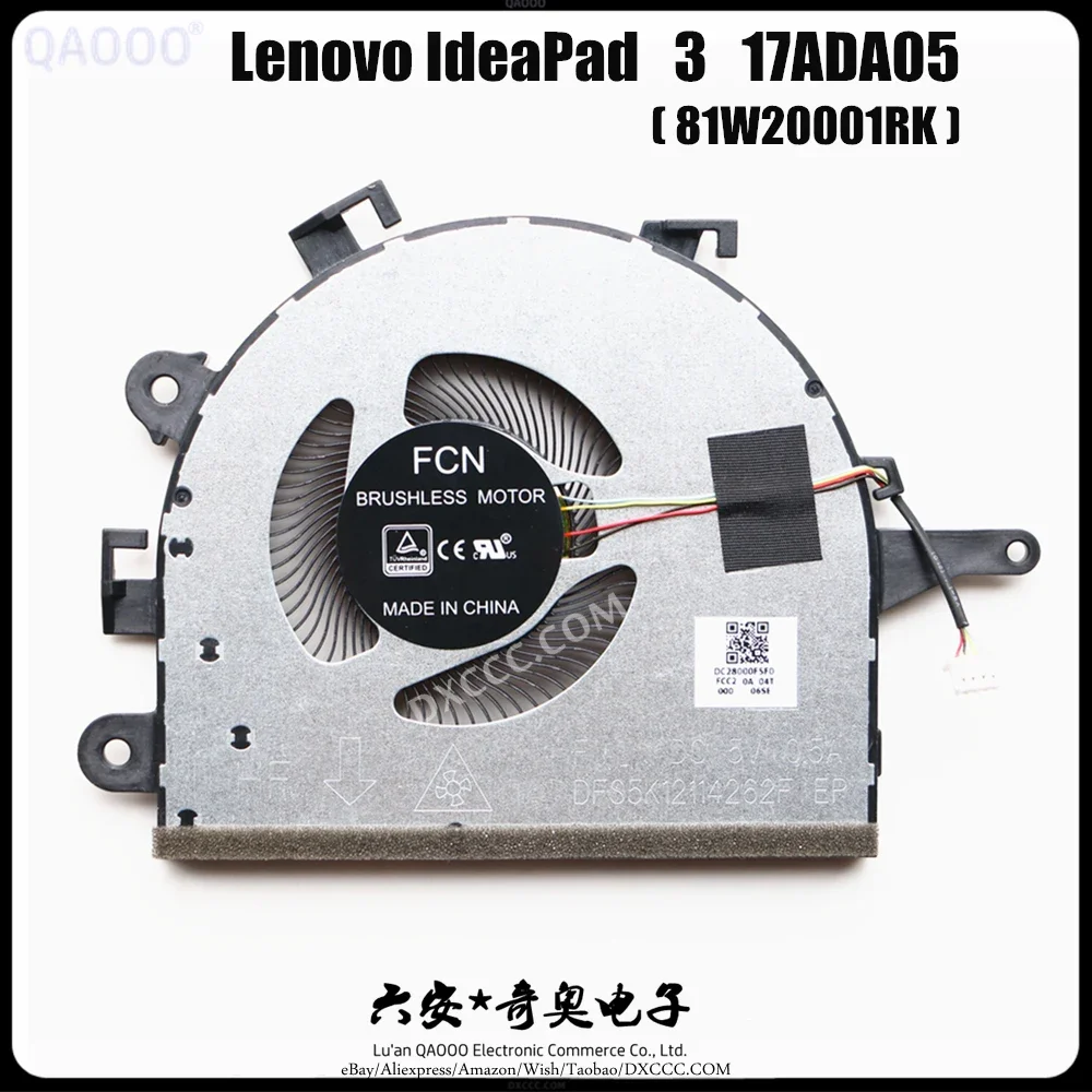 5F10S13908 LAPTOP FAN FOR LENOVO IdeaPad 3 17ADA05 - Type 81W2  3-17IML05 - Type 81WC V17-IIL CPU COOLING FAN