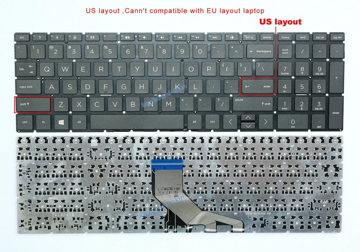 New US Keyboard no-frame no-backlit for HP 15-CX 15-CR 15-DK 15-DK** 15-CX000 15-cx0058wm 15-cr0085cl 15-DK1056WM 15-dk0020nr