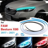 2pcs LED DRL For FAW Bestune X80 2017-2021 Car Daytime Running Light Flexible Waterproof Strip Turn Signal Brake Flow Lights 12V