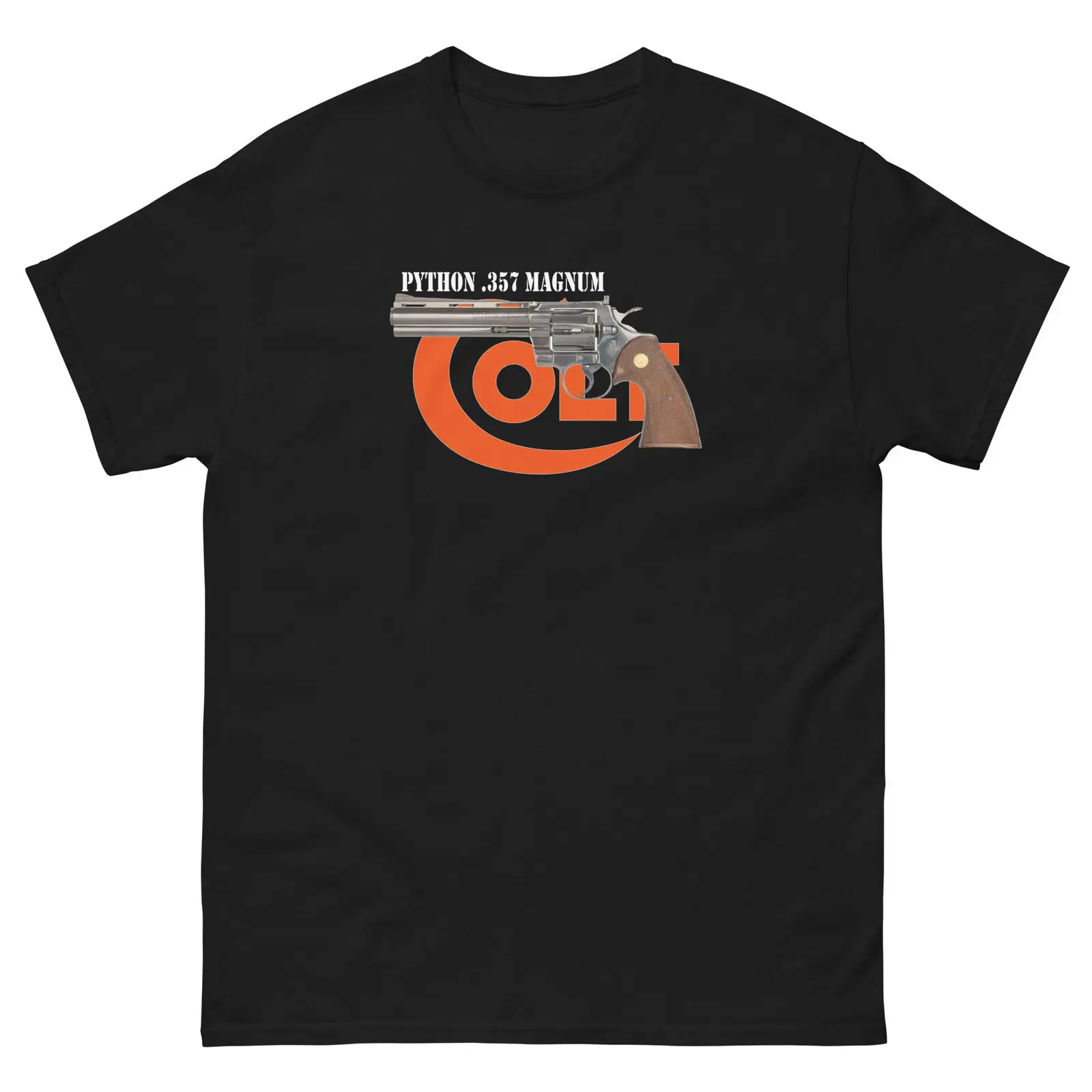 Camiseta clásica Python 357 Magnum calibre Revolver 100% algodón cuello redondo manga corta verano Casual camiseta para hombre talla S-3XL