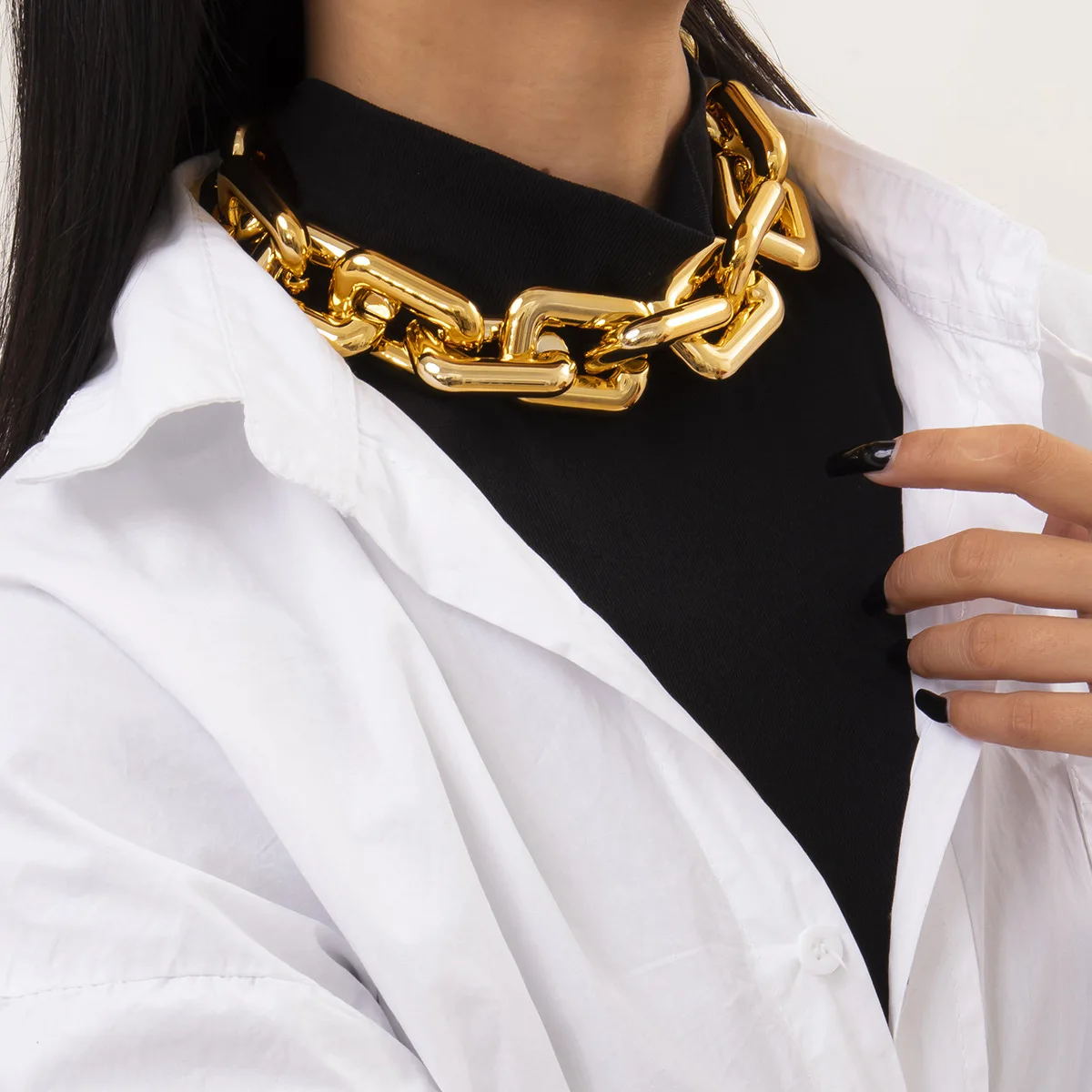 

Hip Hop Gold Color Thick Cross Chain Collar Necklace for Men 2023 Personalized Punk Style Simple Women's Fashion Party Jewelry