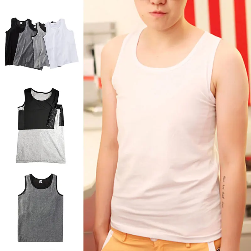 Women Long Chest Binder Tomboy Lesbian Tank Tops Built-in Corset Undershirt Summer Breathable Flat Breast Binder Corset Shapers